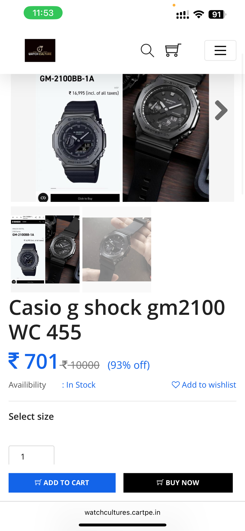 Casio G shock gm2100 WC 455