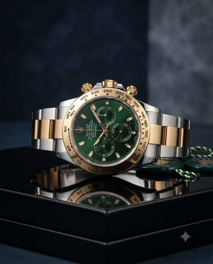 Rolex Daytona Oyster Perpetual Two Tone Gold Green Dial