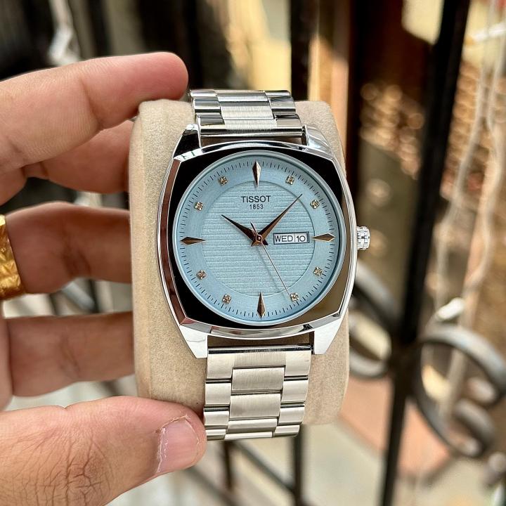TISSOT Gentleman Day-Date Silver Tiffany Blue Dial