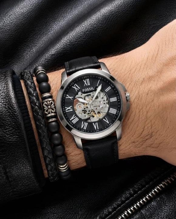 Fossil Grant Automatic black silver Black