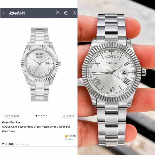 Guess Day Date Men Silver White
