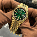 Rolex Oyster Perpetual Day Date Diamond Gold-Green 40 Battery