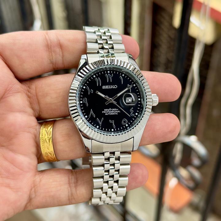 SEIKO MOD DATE JUST BLACK ARABIC DIAL 674