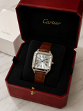 CARTIER SANTOS LEATHER BROWN SILVER PREMIUM LEATHER 862