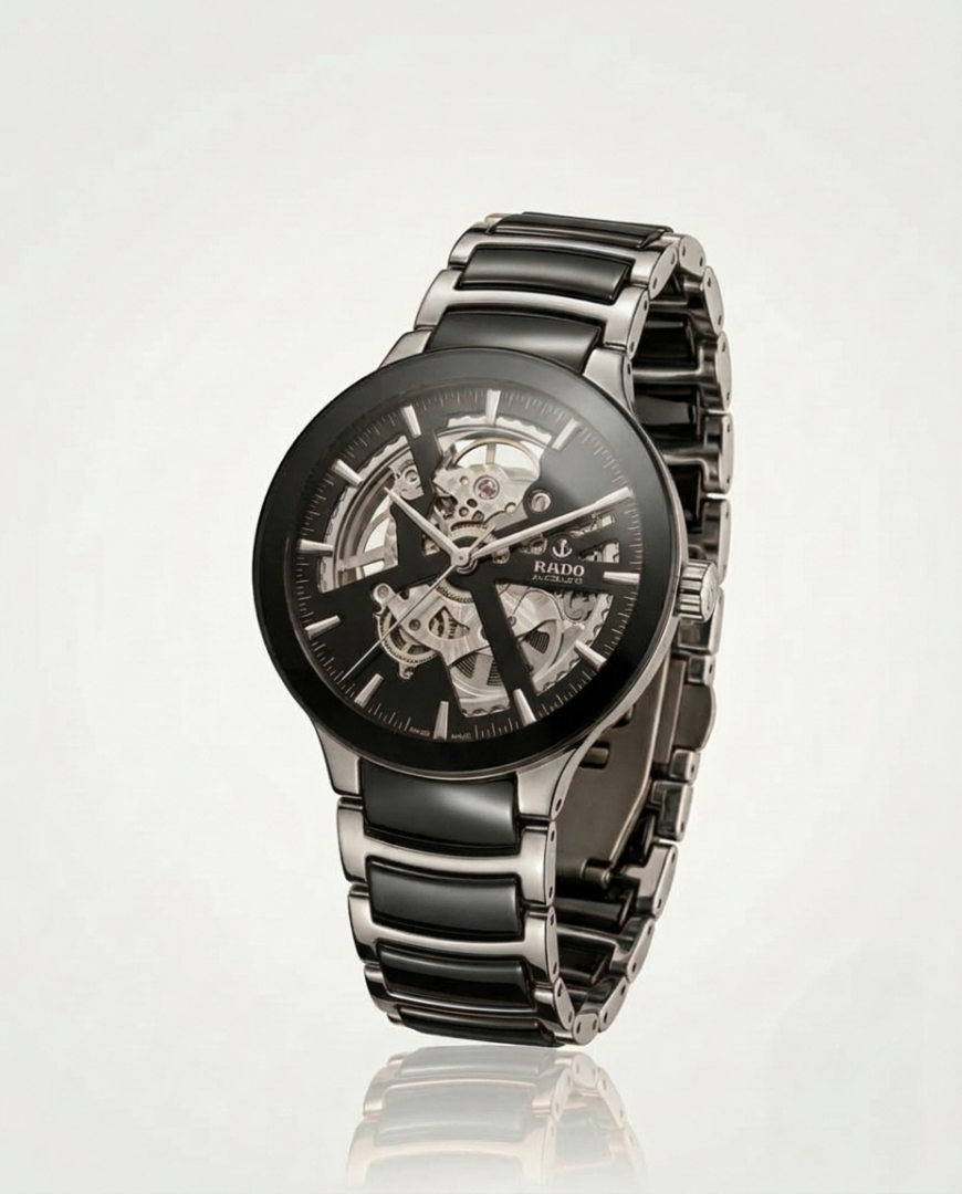 Rado Centrix Automatic Open Heart black silver and black bazzle