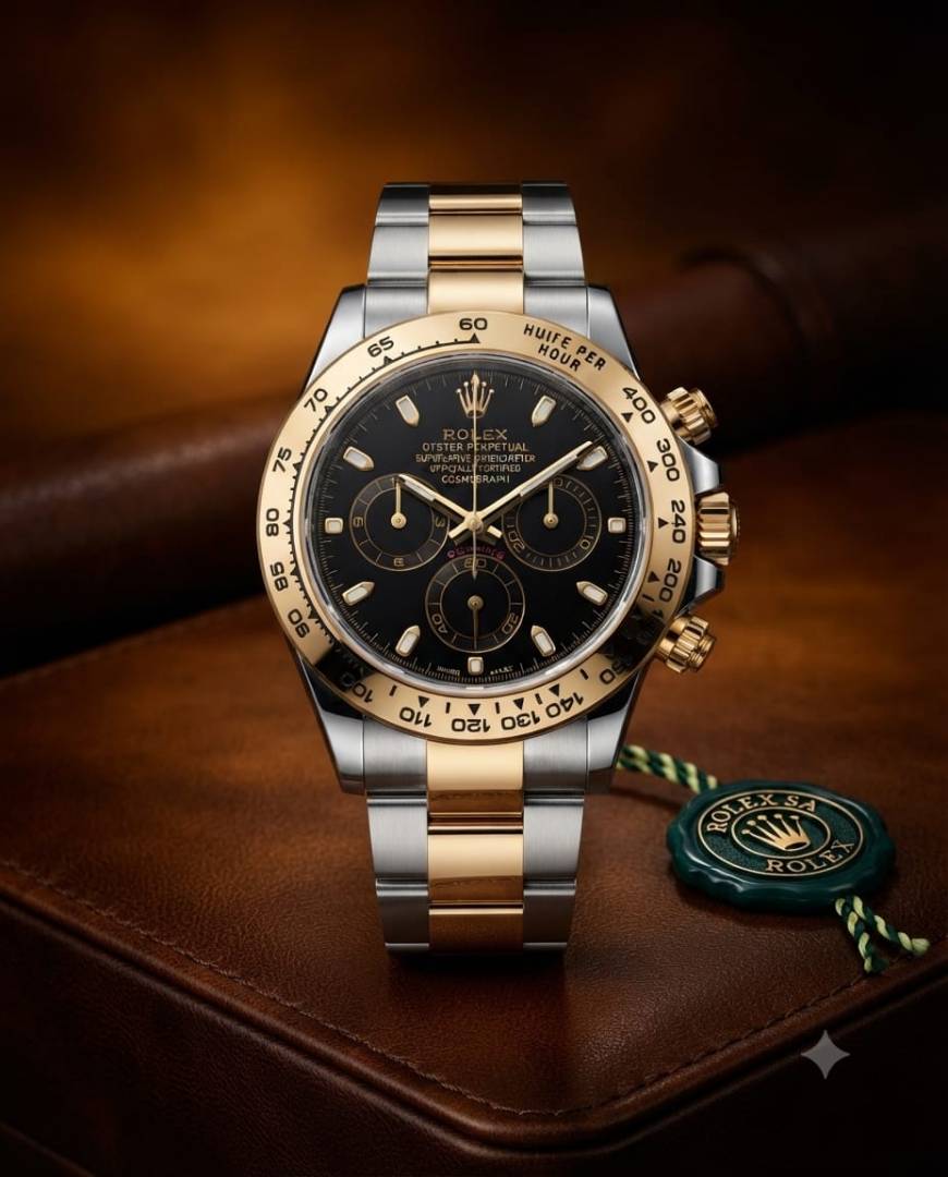Rolex Daytona Oyster Perpetual Two Tone Gold Black Dial